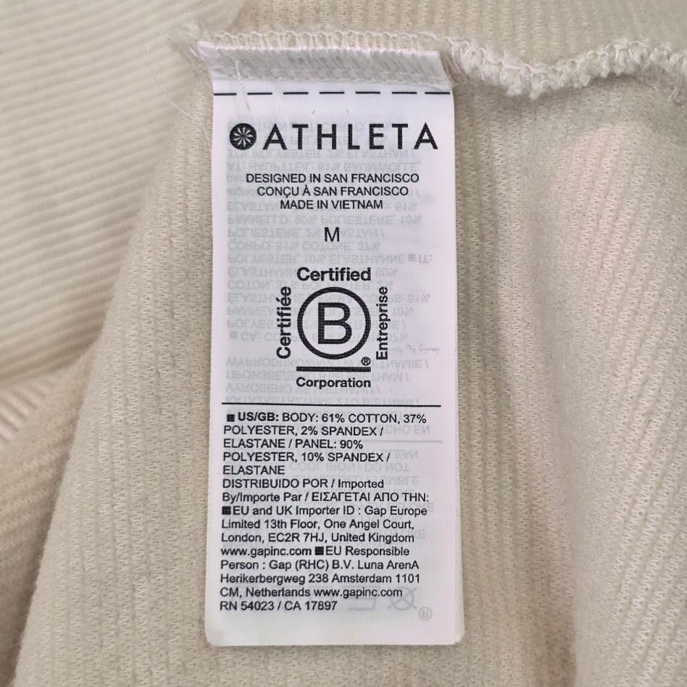 Athleta Women's M Ottoman Rib 1/4 Zip Pullover Sweatshirt Cream 769545 - Picture 5 of 9